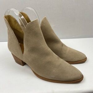 Free People Charm Double V Ankle Bootie sz 40 Women US 10 Camel Suede BOHO CHIC